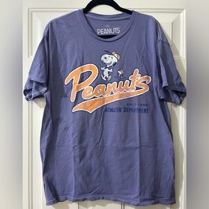Peanuts Athletic Department Detroit Baseball Lavender Unisex Short Sleeve Tee L